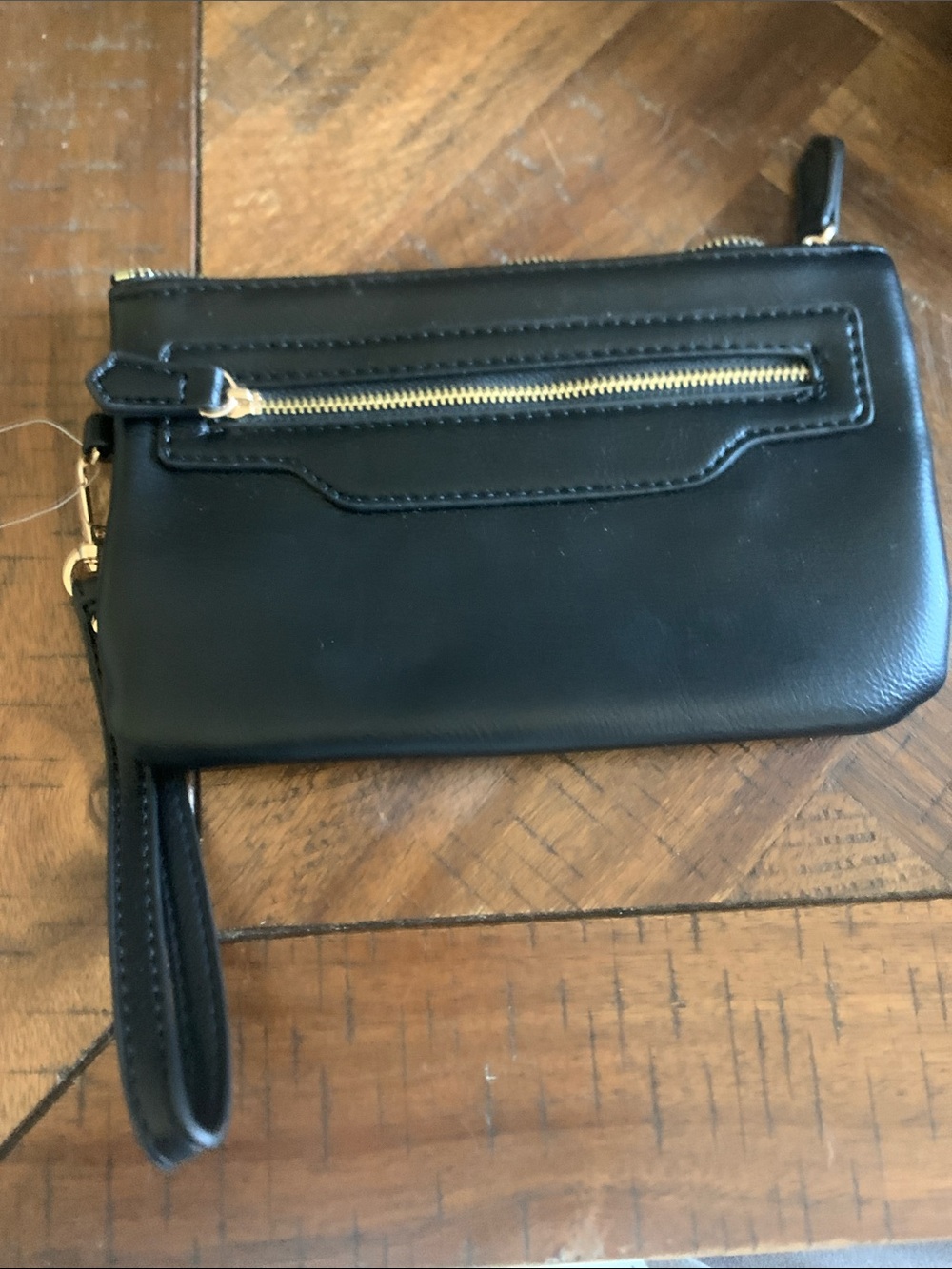 Falls Creek Black Wristlet with Gold Hardware